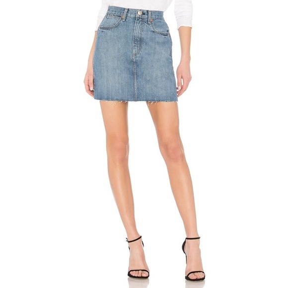 NWT Rag & Bone Moss Raw Hem Denim Mini Skirt in Clean Levee Sz. 31 - Picture 2 of 4